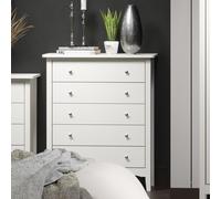 Core Products Como White White 5 Drawer Chest White, White