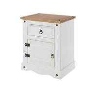 Core Products Corona 1 Door & 1 Drawer Bedside Cabinet - white wax