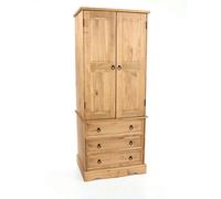 Core Products Premium Corona 2 Door, 3 Drawer Wardrobe - Antique Waxed Pine, H187.7Cm X W76.5Cm X D55.5Cm