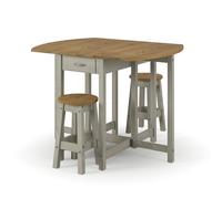Core Products Corona Grey Oval Breakfast Drop Leaf Gateleg Table & 2 Stool Set, Grey