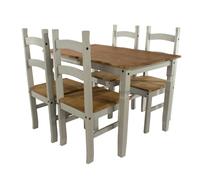 Core Products Halea Medium Rectangular Dining Table And 4 Chairs - Grey, Brown