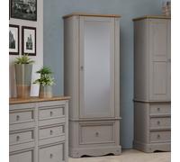 Core Products Corona Armoire With Mirrored Door & Drawer - H187.7cm x W66cm x D55.5cm in Grey Core Products Grey