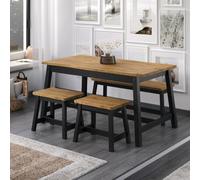 Core Products Corona Live Edge Dining Table & Triple Bench Dining Set in Black Core Products Black