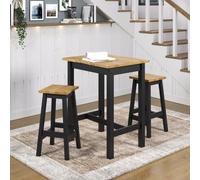 Core Products Corona Black Live Edge Small Rectangular High Breakfast Bar Table & Pair Bar Stool Set