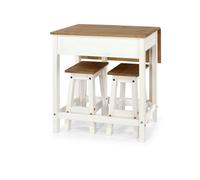 Core Products Corona White Breakfast Drop Leaf Table & 2 Stools Set, Brown