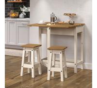 Core Products Corona Breakfast Drop Leaf Table & 2 Stools Set - H84cm x W80cm x D40-72cm in White Core Products White