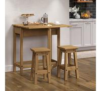 Core Products Corona Breakfast Drop Leaf Table And 2 Stools Set - Antique Waxed Pine, H84.0Cm X W80.0Cm X L72.0Cm