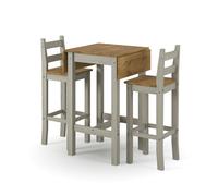 Core Products Corona Grey Square High Breakfast Bar Drop Leaf Table And Bar Chair Set, Grey