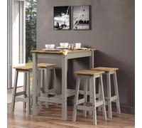Core Products Corona Breakfast Table & 4 High Stool Set, Linea Grey Waxed Pine H100.0Cm X W100.0Cm X L64.0Cm