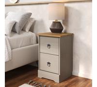 Core Products Grey Corona Classic 2 Drawer Compact Bedside Cabinet, Grey