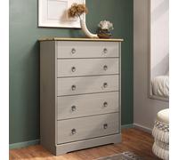 Corona Classic 5 Drawer Chest Of Drawers - H103.9cm x W75.7cm x D36.8cm Core Products Grey One Size