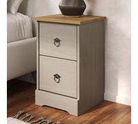 Corona Classic 2 Drawer Compact Bedside Cabinet - H53.5cm x W34.2cm x D31.8cm Core Products Grey One Size