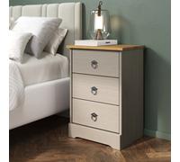 Corona Classic 3 Drawer Bedside Cabinet - H61.3cm x W43.2cm x D31.8cm Core Products Grey One Size