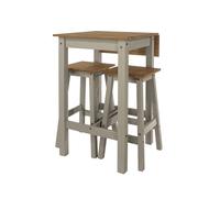 Core Products Linea Drop Leaf Breakfast Table And 2 High Stools Set Grey, Brown