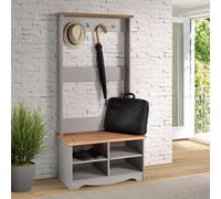 Core Products Corona Grey Hall Shoe Bench With Hat & Coat Rack, Grey