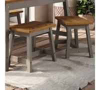 Grey Corona Pair of Live Edge Single Dining Bench Stools, Grey