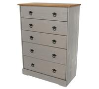 Core Products Corona Grey Modern 5-Drawer Chest of Drawers - Grey
