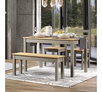 Core Products Grey Corona Table Set with Rectangular Table, Double Bench, Two Chairs Core Products Grey