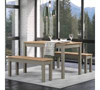 Core Products Grey Corona Large Linea Table And 2 Bench Dining Set, Grey