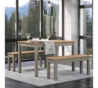 Core Products Grey Corona Linea Table And 2 Bench Dining Set, Grey