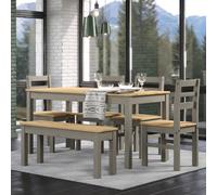 Core Products Grey Corona Table Set with Rectangular Table, Bench & Four Chairs Core Products Grey