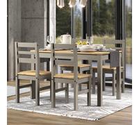 Core Products Grey Corona Table Set with Large Rectangular Table & Four Pine Chairs Core Products Grey