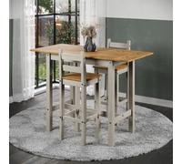 Core Products Corona Grey Rectangular High Breakfast Bar Drop Leaf Table And Bar Chair Set