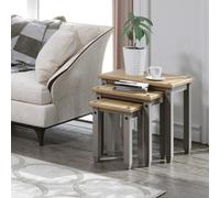 Core Products Corona Nest Of Three Tables, Grey Wax & Antique Wax Top H51.1Cm X W53.0Cm X D35Cm