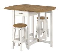 Core Products Corona Oval Breakfast Drop Leaf Gateleg Table & 2 Stool Set in White Core Products White