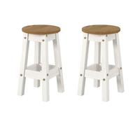 White Corona Pair of Live Edge High Breakfast Stools, White