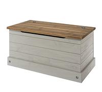 Core Products Corona Storage Chest Blanket Box, Grey Wooden Ottoman Trunk, Double Metal Arm Stay, Storage for Bedroom, Hallway & Living Room, Mexican Design