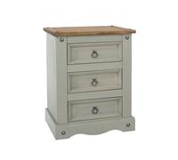 Core Products Halea 3 Drawer Bedside Cabinet - Grey, Grey