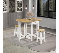 Core Products Corona White Oval Breakfast Drop Leaf Gateleg Table & 2 Stool Set