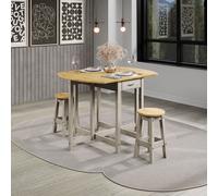 Core Products Corona White Oval Breakfast Drop Leaf Gateleg Table & 2 Stool Set in Grey Core Products Grey