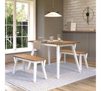 Core Products Corona White Solid Pine 140Cm Rectangular Table & 2 Bench Set - White And Antique Wax 76 X 80 X 140Cm