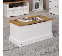 Core Products Corona White Storage Trunk Ottoman With Antique Wax Top H44.5Cm X W90.2Cm X D48.0Cm