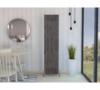 Core Products Dallas Tall Storage Cabinet - White & Carbon Grey Oak Effect, H170.0Cm X W44.9Cm X D35.5Cm
