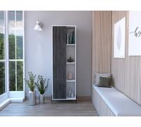 Core Products Dallas Tall Storage Display Cabinet - White & Carbon Grey Oak Effect, H171.5Cm X W54.8Cm X D35.0Cm