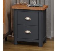 Core Products Dunkeld Handcrafted 2 Drawer Bedside Cabinet Midnight Blue, Blue