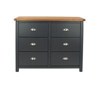 Core Products Dunkeld 6 Drawer Midnight Blue Wide Chest of Drawers - Size: 3+3 Drawers - Wilko