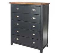 Core Products Dunkeld Handcrafted 5 Drawer Chest Midnight Blue, Blue