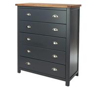 Core Products Dunkeld 5 Drawer Midnight Blue Chest of Drawers - Size: 5 Drawers - Wilko