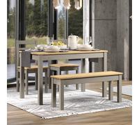 Core Products Grey Corona Linea Table And Bench & 2 Chair Set, Grey