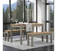 Core Products Grey Corona Linea Table And 2 Bench Dining Set, Grey