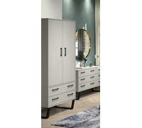Core Products Texas 2 Door 2 Drawer Wardrobe Grey Wash Waxed Pine