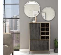 Core Products Harvard 2 Door Drinks Bar - Washed Oak And Wood Grain Grey Effect, H94.1Cm X W63.5Cm X D34.0Cm