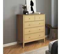 Core Products Henley 2 + 3 Light Oak Effect Chest Of Drawers With Metal Runners