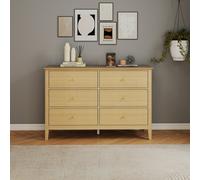 Core Products Henley 3 + 3 Wide Light Oak Effect Chest Of Drawers With Metal Runners