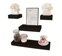 Core Products 4 Piece Narrow Hudson Wall Shelf Set - Matt Black, Black