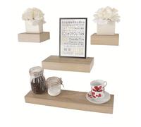 Core Products 4 Piece Narrow Hudson Wall Shelf Set - Oak Effect, Brown